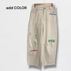 アドカラー しまむら ランダム刺繍バレルレッグパンツ ワイド バックゴム Mのサムネイル