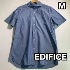EDIFICE 半袖シャツ ブルー ダンガリーシャツ Mサイズ 日本製のサムネイル