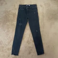 zara ダメージデニム　ブラック