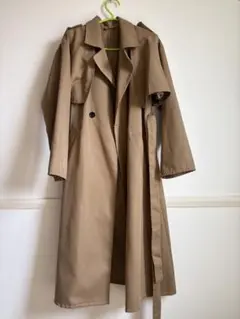 ベージュ トレンチコート ロング丈 ウエストベルト付き