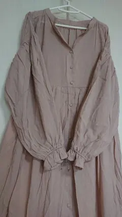 新品 mystic シフォンワンピース ピンク 長袖 F