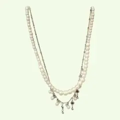 エレガントなパール二重ネックレス　結婚式