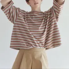 新品 SeaRoomlynn マルチボーダー LOOSEトップス テラコッタ