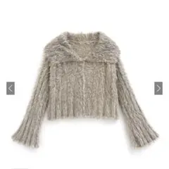 GRL ビックカラーフェザーニットカーディガン　at2361