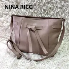 NINA NINA RICCI レザー ショルダーバッグ リボン ピンクのサムネイル