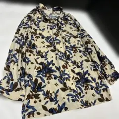 美品Leilianレリアン　ボタニカル柄ブラウス　長袖シャツ15ロングシャツ花柄のサムネイル
