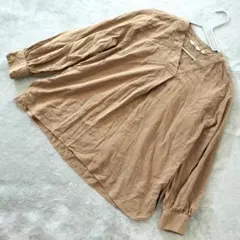 ✨大きいサイズ XL✨ UNIQLO レーヨンVネックブラウス 長袖 ベージュ