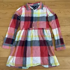 GapKids チェック柄 長袖シャツワンピース 130cm