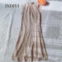 INDIVI インディヴィ【M】ロングワンピース　ノースリーブ　ハイネック　総柄のサムネイル