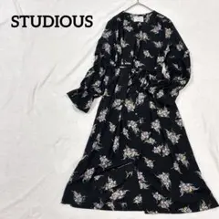 【STUDIOUS】　ストゥディオス　花柄シャツワンピース　Vネック　フリル袖