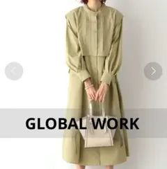 GLOBAL WORK ピスタチオカラー長袖ワンピース