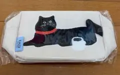 KALDI 黒猫刺繍ポーチ