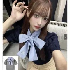GRL kz681 2Way襟付きリボンケーブル編みニットトップスのサムネイル