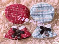 大人気！即購入可！赤色×水色！ぬい服　10cm 12cm用　ポンチョ　ベレー帽