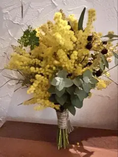 ミモザ　今が満開♪ スワッグ　フレッシュブーケ　おまけミニブーケ　ドライフラワー