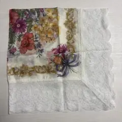 新品　花柄レース付きひざかけ　花柄レース付きハンカチ　④
