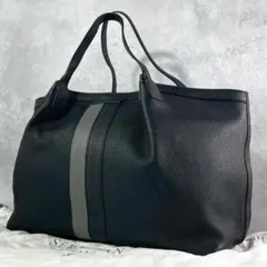 【極美品】セラピアン トートバッグ カシミヤレザー A4可 大容量 黒 グレーのサムネイル
