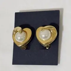 D’ORLAN ドーラン　ゴールド　ハート　パール　イヤリング　ヴィンテージ