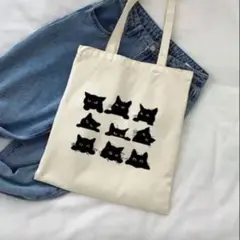 黒猫 トートバッグ 猫バッグ　大人かわいい 【24時間以内発送】