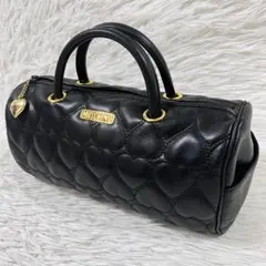 美品 モスキーノ MOSCHINO キルティング ハート ハンドバッグ チャーム