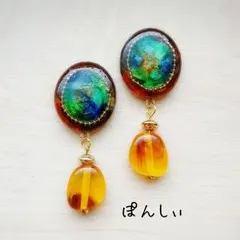 くまこ様専用　blue green　イヤリング