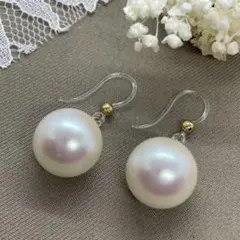 【金属アレルギー対応】大粒14mm パール 樹脂フックピアス