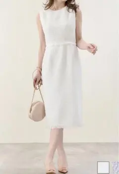 最終値下げ！美品♡liala×pg フリンジツイードワンピース　ホワイト