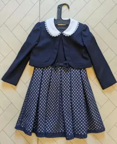 ネイビー 襟付きジャケットとセットアップドレスセット