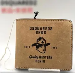 新品　DSQUARED2 二つ折り財布 デニムパッチ　レザーウォレット