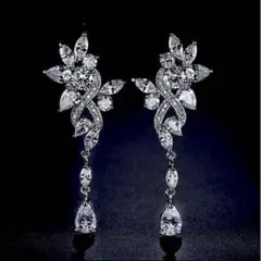 ロングイヤリングジルコニアブライダル結婚式ウェディングパーティー