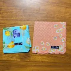［新品未使用］ELLE ハンカチ 2枚セット 花柄 ブランドハンカチ
