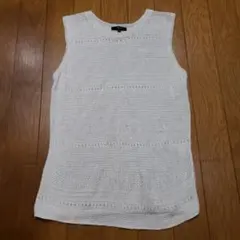 ❤COMME CA ISM❤麻100%ラウンドネック透かし編みサマーベスト13号