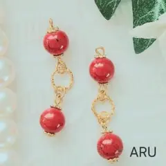 No.438★レッド☆スプレーペイント☆リング☆ゴールド☆赤☆ピアス☆イヤリング