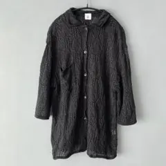 6 ロク roku クロシェ ニットカーディガン ブラック 黒 透かし編み