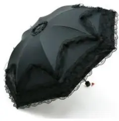 レース付き ブラック 折りたたみ傘 晴雨兼用