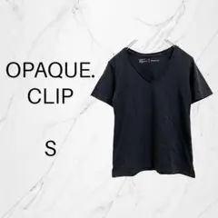 【オペークドットクリップ】コットンVネックカットソー　半袖　黒　無地　Ｓ