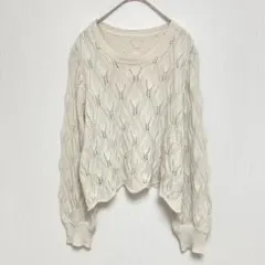 【ティティベイト】アイボリー レース編み ニット セーター レディース F 春秋