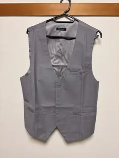 グレー ノースリーブ Vネック ベスト