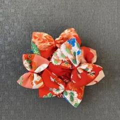 七五三　髪飾り　ヘッドドレス　ハーフ成人式　753リボン　りぼん　クリップ　赤