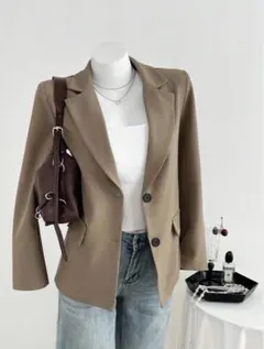 shein ジャケット　長袖　モカブラウン　S