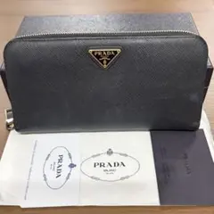新品同様‼️ プラダ　財布　長財布　サフィアーノ　三角ロゴ　ラウンドファスナー