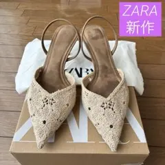 ZARA刺繍＆レースキトンヒールシューズ - メルカリ