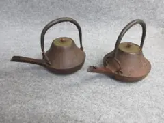 全長さ約45㎝ 七宝輪灯 対 七宝透かし 古銅 寺院 吊灯明台 釣燭台 吊 