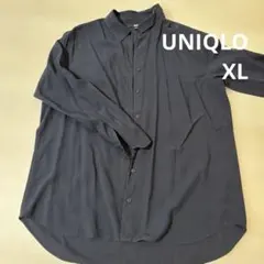 UNIQLO 長袖 シワになりにくい　シャツ ネイビー XLのサムネイル