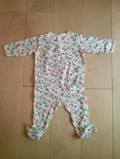 PETIT BATEAU プチバトー 花柄 カバーオール 6m 67cm 足つき