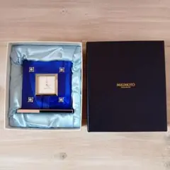 MIKIMOTO 青いガラス キレイな置時計　箱付
