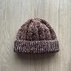 ニット帽　ハンドメイド　ブラウン×グレー