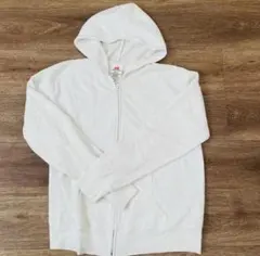 Hanes フルジップパーカー 白 S 裏起毛 無地