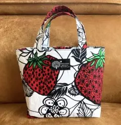 アフリカンファブリック 苺 仕切り付き ミニトートバッグ アフリカ布