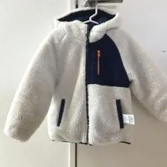 GAP 中綿ダウン × ボア ジャケット コート 4Yネイビー ホワイト